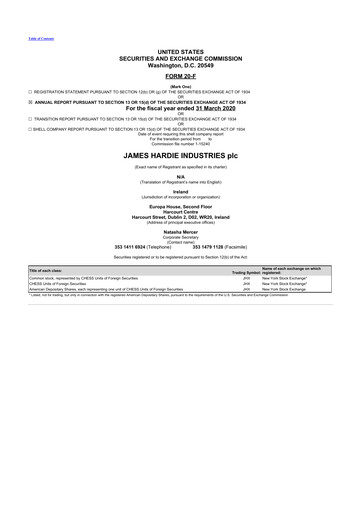 Thumbnail James Hardie Industries
 20-F Annual Report 2020