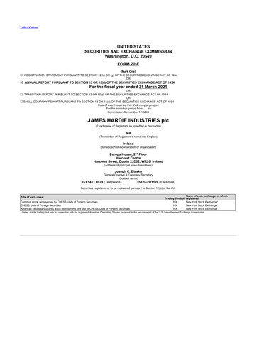 Thumbnail James Hardie Industries
 20-F Annual Report 2021