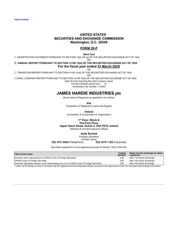 Thumbnail James Hardie Industries
 20-F Annual Report 2025