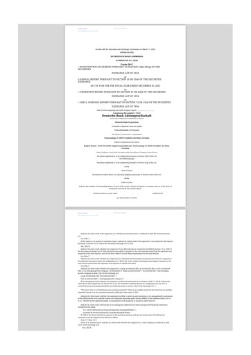 Thumbnail Deutsche Bank 20-F Annual Report 2021