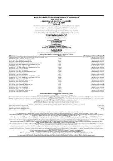 Thumbnail Lloyds Banking Group
 20-F Annual Report 2022
