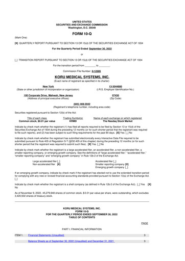 Thumbnail KORU Medical Systems 10-Q Quarterly Report FY2022 