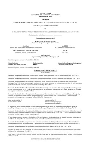 Thumbnail KORU Medical Systems 10-K Annual Report 2022
