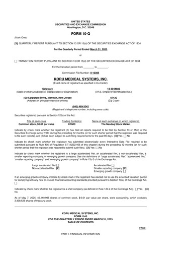 Thumbnail KORU Medical Systems 10-Q Quarterly Report FY2025 