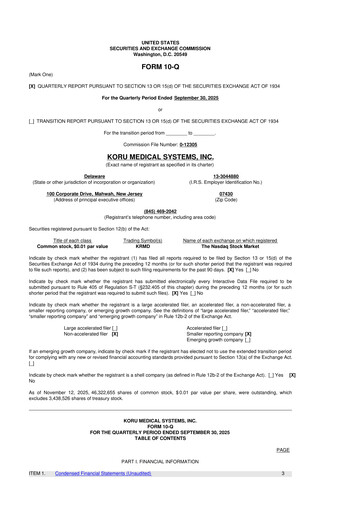 Thumbnail KORU Medical Systems 10-Q Quarterly Report FY2025 