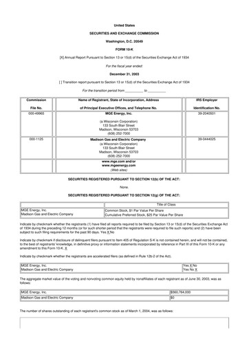 Thumbnail MGE Energy
 10-K Annual Report 