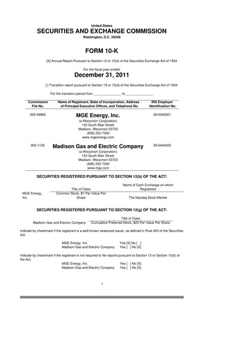 Thumbnail MGE Energy
 10-K Annual Report 2011