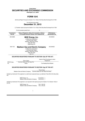 Thumbnail MGE Energy
 10-K Annual Report 2013