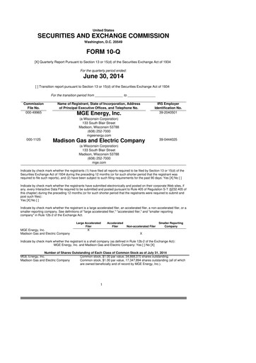 Thumbnail MGE Energy
 10-Q Quarterly Report FY2014 