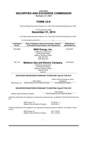 Thumbnail MGE Energy
 10-K Annual Report 2014