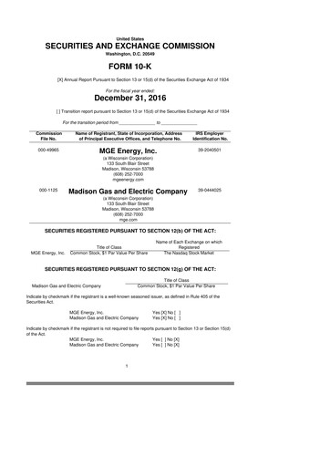 Thumbnail MGE Energy
 10-K Annual Report 2016