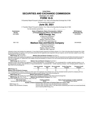 Thumbnail MGE Energy
 10-Q Quarterly Report FY2021 