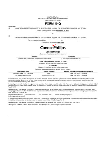 Thumbnail ConocoPhillips 10-Q Quarterly Report FY2022 