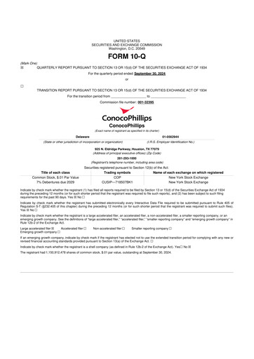 Thumbnail ConocoPhillips 10-Q Quarterly Report FY2024 