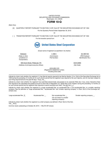 Thumbnail U.S. Steel
 10-Q Quarterly Report FY2015 