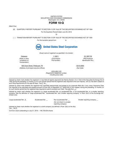 Thumbnail U.S. Steel
 10-Q Quarterly Report FY2016 