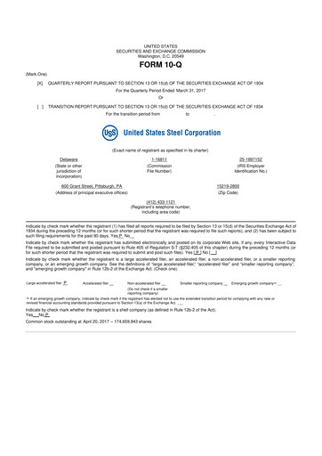 Thumbnail U.S. Steel
 10-Q Quarterly Report FY2017 