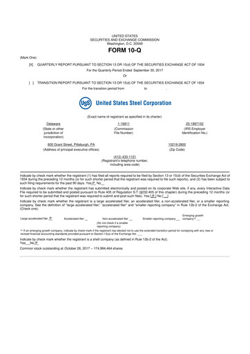 Thumbnail U.S. Steel
 10-Q Quarterly Report FY2016 