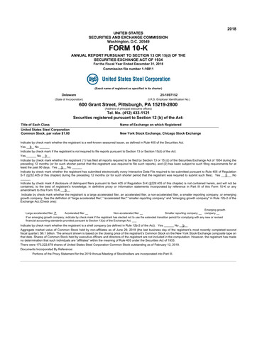 Thumbnail U.S. Steel
 10-K Annual Report 2018