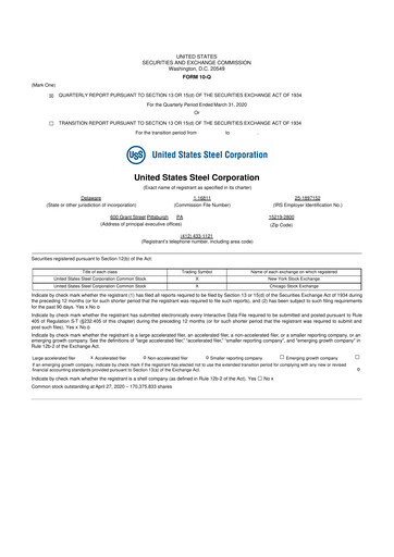 Thumbnail U.S. Steel
 10-Q Quarterly Report FY2020 