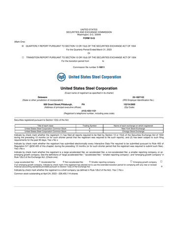 Thumbnail U.S. Steel
 10-Q Quarterly Report FY2023 