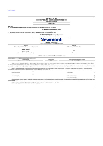 Thumbnail Newmont 10-Q Quarterly Report FY2022 