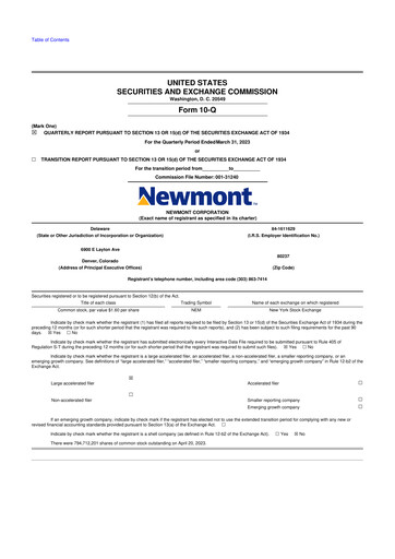 Thumbnail Newmont 10-Q Quarterly Report FY2023 