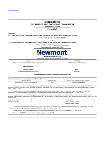 Thumbnail Newmont 10-Q Quarterly Report FY2023 
