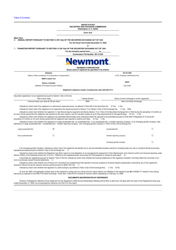 Thumbnail Newmont 10-K Annual Report 2025