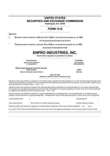 Thumbnail EnPro Industries
 10-Q Quarterly Report FY2013 