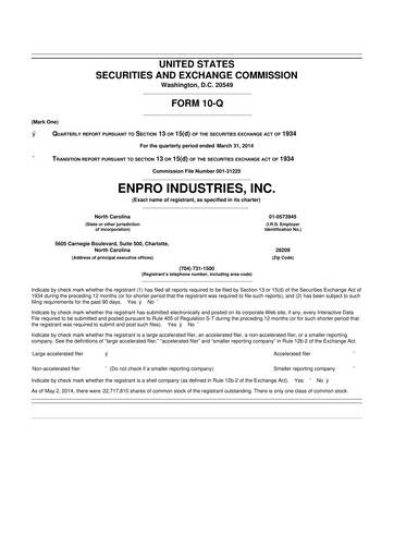 Thumbnail EnPro Industries
 10-Q Quarterly Report FY2014 