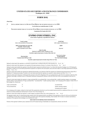 Thumbnail EnPro Industries
 10-K Annual Report 2018