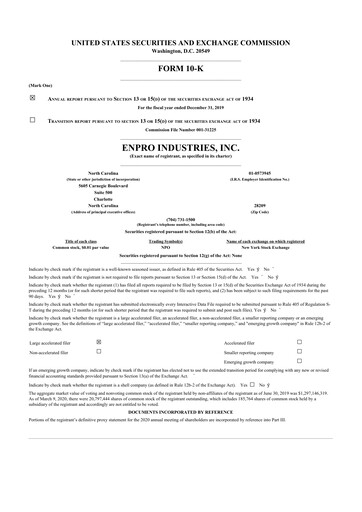 Thumbnail EnPro Industries
 10-K Annual Report 2019