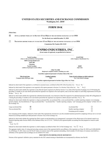 Thumbnail EnPro Industries
 10-K Annual Report 2020