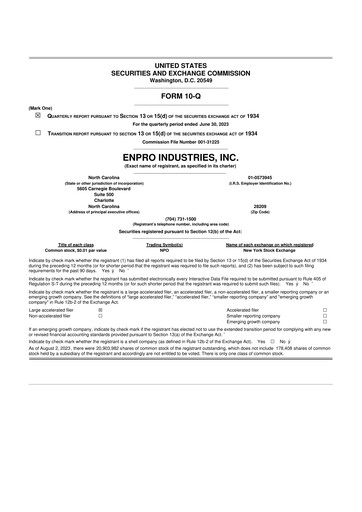 Thumbnail EnPro Industries
 10-Q Quarterly Report FY2023 