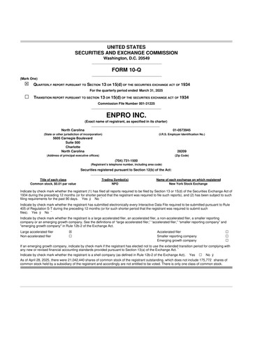 Thumbnail EnPro Industries
 10-Q Quarterly Report FY2025 