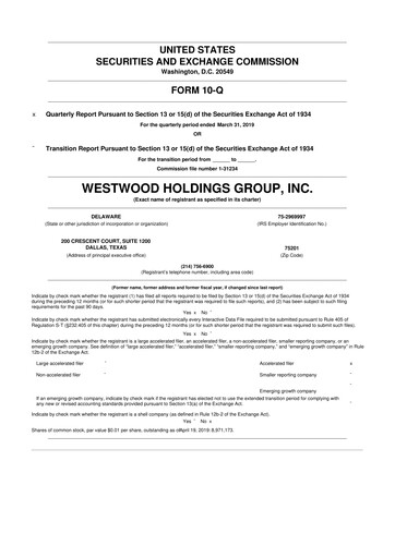 Vorschaubild Westwood Holdings Group 10-Q Quartalsbericht 2019 