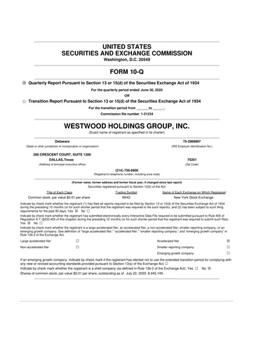 Vorschaubild Westwood Holdings Group 10-Q Quartalsbericht 2020 