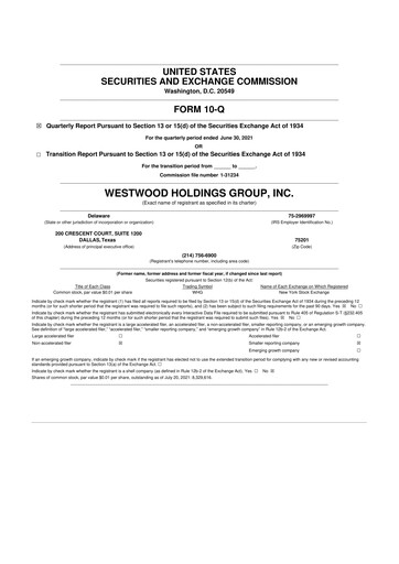 Vorschaubild Westwood Holdings Group 10-Q Quartalsbericht 2021 