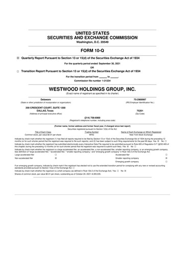 Vorschaubild Westwood Holdings Group 10-Q Quartalsbericht 2021 