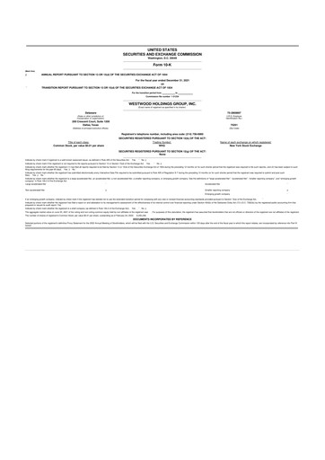 Vorschaubild Westwood Holdings Group 10-K Jahresbericht 2021