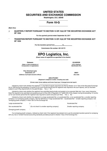 Thumbnail XPO Logistics 10-Q Quarterly Report FY2017 