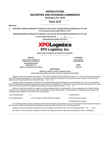 Thumbnail XPO Logistics 10-Q Quarterly Report FY2018 
