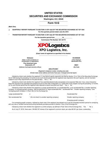 Thumbnail XPO Logistics 10-Q Quarterly Report FY2018 