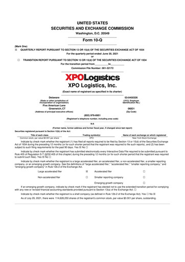 Thumbnail XPO Logistics 10-Q Quarterly Report FY2021 