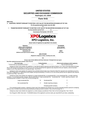 Thumbnail XPO Logistics 10-Q Quarterly Report FY2022 