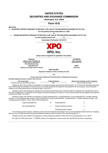 Thumbnail XPO Logistics 10-Q Quarterly Report FY 