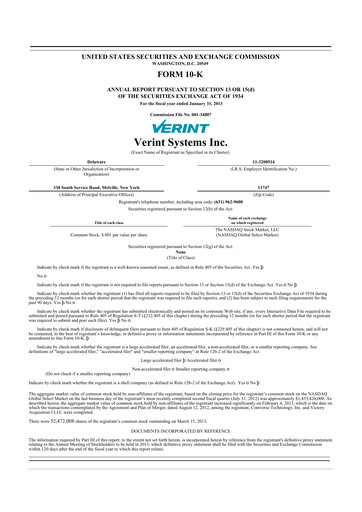 Thumbnail Verint Systems
 10-K Annual Report 2013