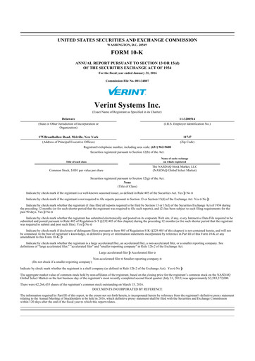 Thumbnail Verint Systems
 10-K Annual Report 2016