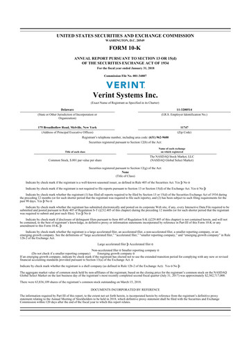 Thumbnail Verint Systems
 10-K Annual Report 2018